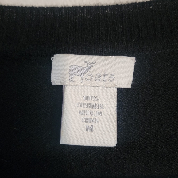 Oats Cashmere Black Knit Ruffle Tunic Sweater Top Luxurious Minimalist Boho M - Picture 9 of 9